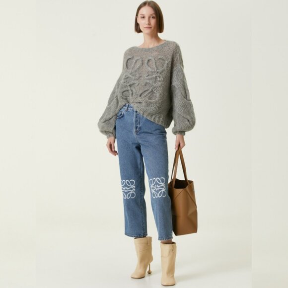 NWOT! Loewe Women's Gray Anagram Melange Mohair Sweater - Picture 1 of 14